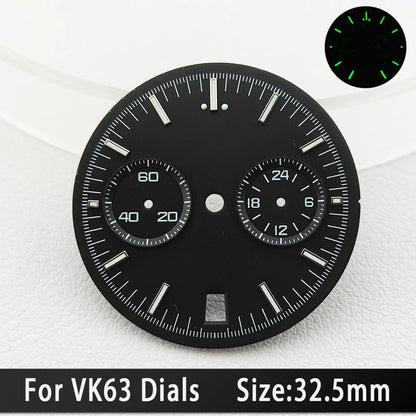 39.7mm Silver 316L Steel Watch Case 20mm Strap Solid VK63 Watch Header For VK63