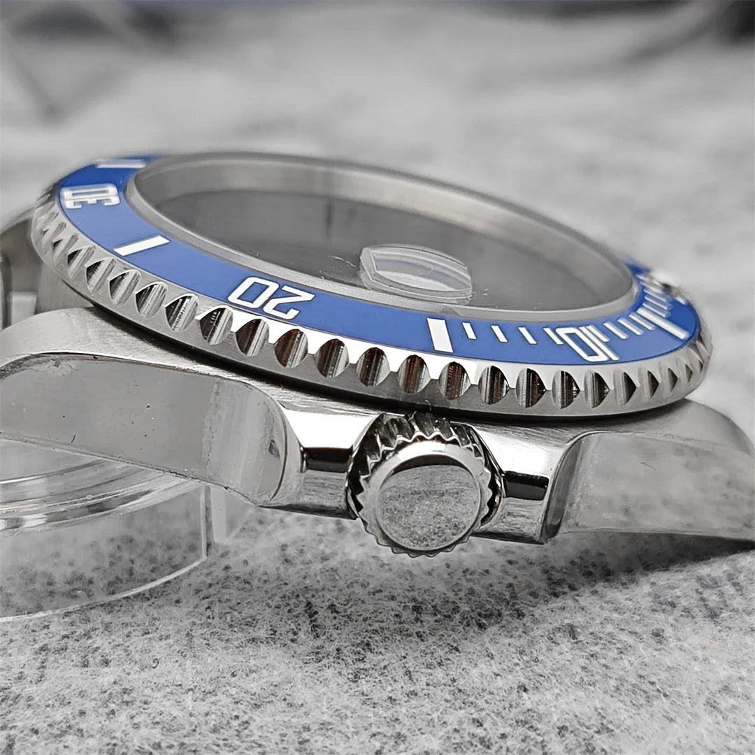 40MM Steel Watch Case Set SUB Case Sapphire Crystal for MingZhu 2813 8215