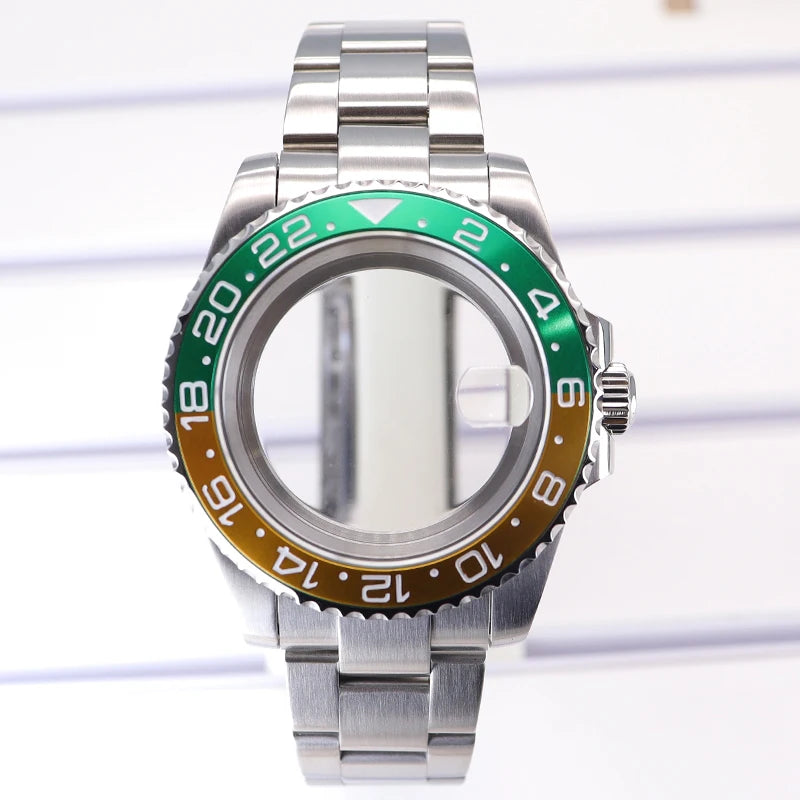 Silver 40mm Diver Case Sapphire  For NH35 NH36 NH34 NH38 Miyota 8215 Eta 2824