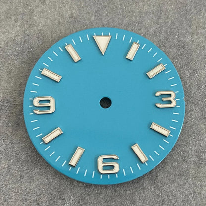 Modified 28.5mm Watch Dial 369 Nail with Green Luminous for NH35/ NH36/ 4R/ 7S