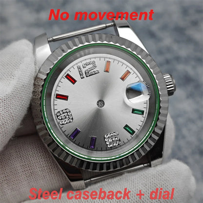 39mm Steel Watch Case Gear Ring Case with Sapphire Glass for NH35/ NH36/ 4R