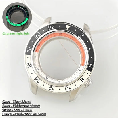 44mm Watch Case Green Luminous GMT Sprite Bezel Diving Case for NH34/NH35