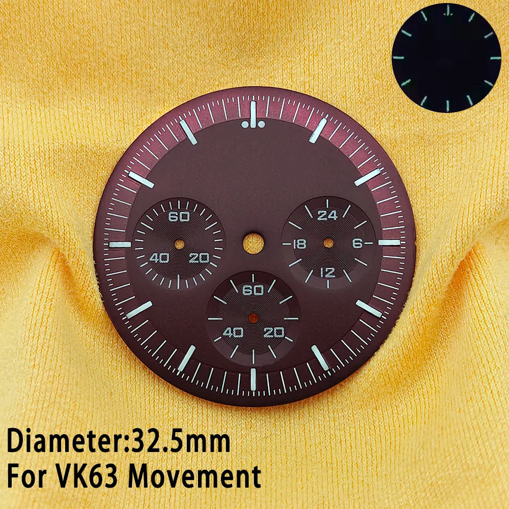 39.7mm Case 20mm Strap for VK63 Watch Head Silver Black Assembled Case Moon Case