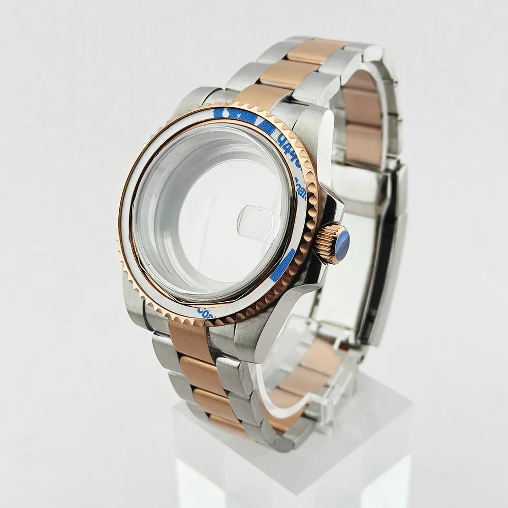 40.5mm SUB Sapphire Crystal Steel Watch Case One-Way Selection Bezel For NH35/36