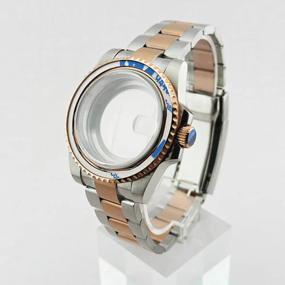 40.5mm SUB Sapphire Crystal Steel Watch Case One-Way Selection Bezel For NH35/36