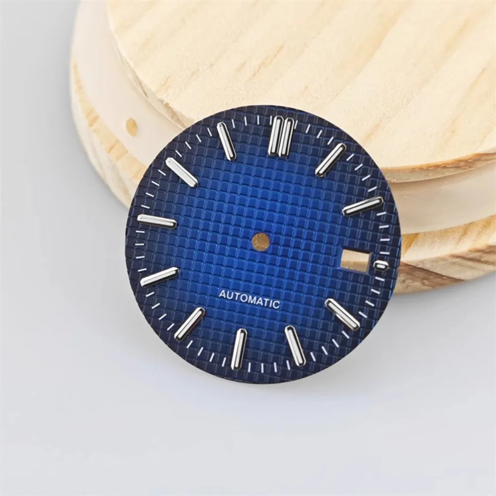 31mm Watch Dial Green Luminous Retro Silver Bar Studs Watch Faces for NH35/NH36