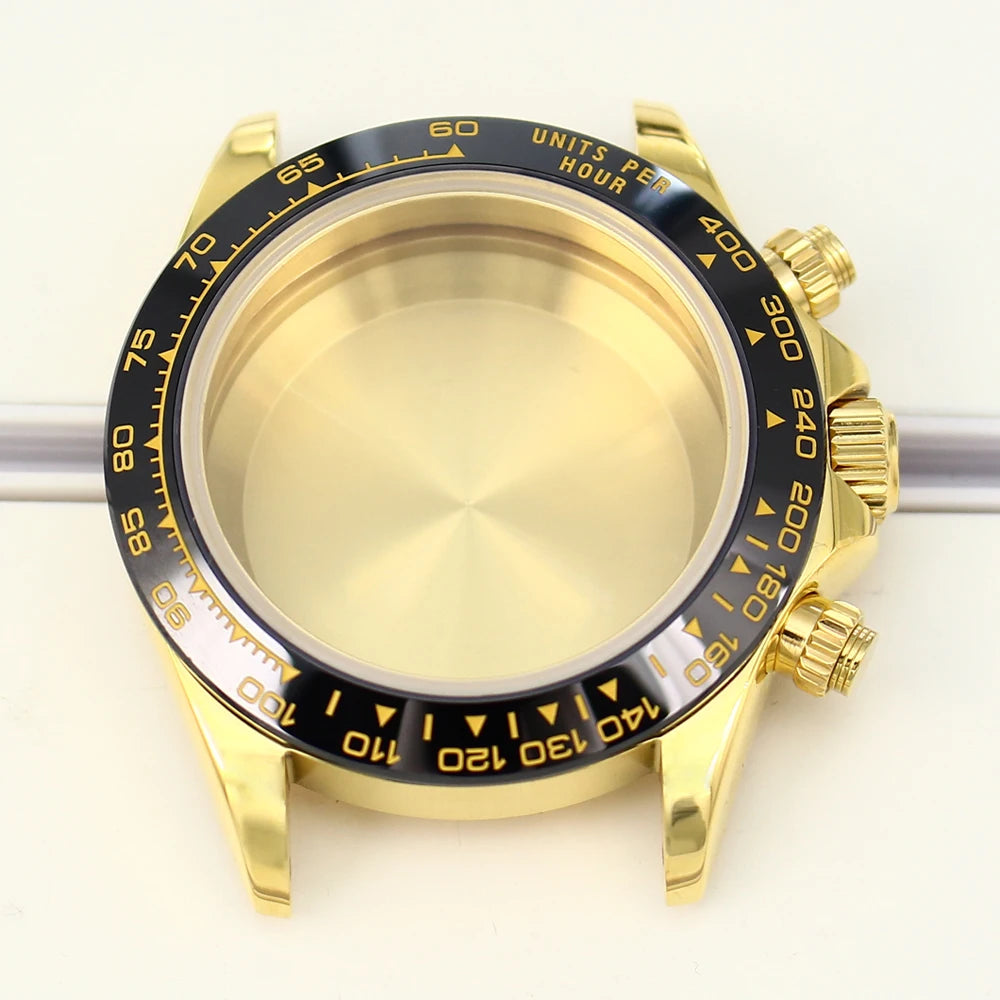 39mm Watch Case Stainless Steel Watch Strap Sapphire Crystal Glass For VK63