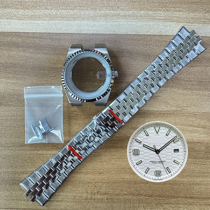 39.5mm Land-Dweller Watch Case Set Strap+Dial+Hands Lume Sapphire Glass Fit NH35
