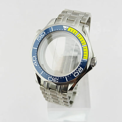 42MM Diving Watch Case Sapphire Glass Unidirectional Rotating Bezel For NH35
