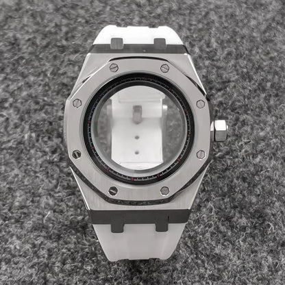 41mm 316L Steel Case+Strap+Ring Sapphire Glass Watch Case Fit NH35/NH36