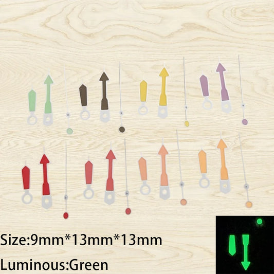 Green Luminous White Border 9mm*13mm*13mm Watch Hands for NH35/NH36/4R/7S