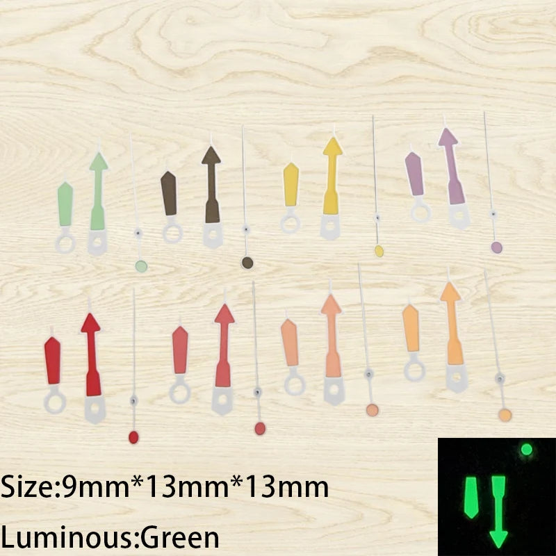 Modified Green Luminous White Border Watch Hands for NH35/NH36/4R/7S Movement