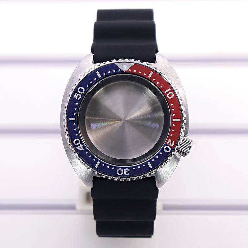 45mm Turtle Abalone Watch Case For NH35 NH36 NH34 NH38 Steel Chapter Ring Bezel