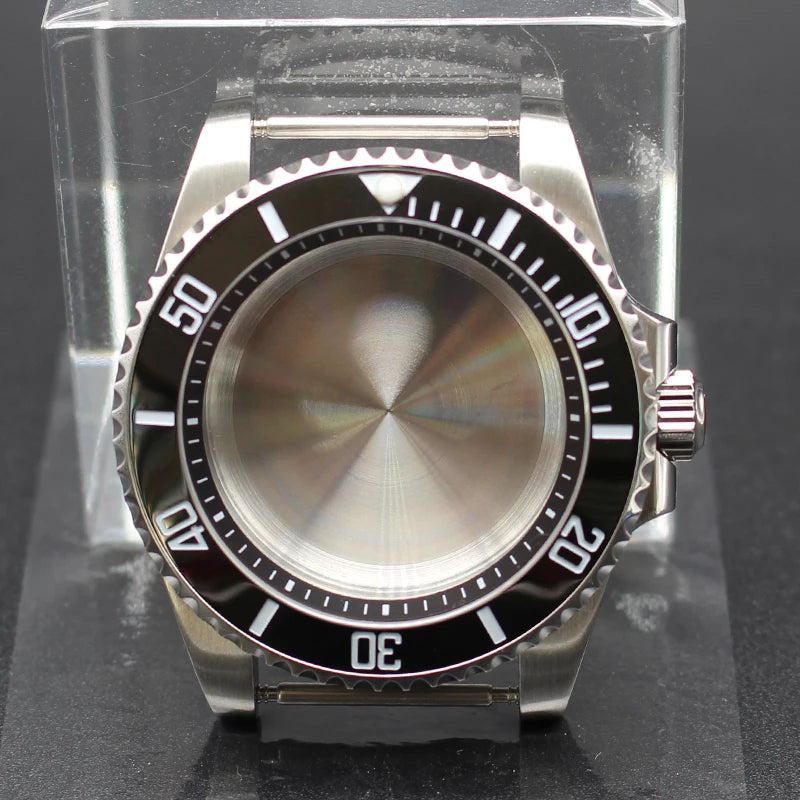 40mm Diver Watch Cases Ceramic Bezel Sapphire Glass For Sub NH35 NH36 NH34 NH38