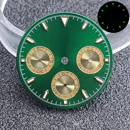 29.5mm C3 Green Luminous Timer Multicolor Watch Dial Suitable For VK63 Movement