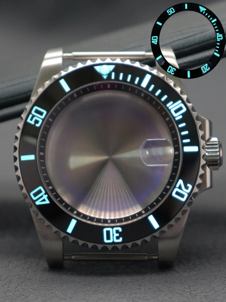 Diver 40mm Watch Case Sapphire For Nh34 Nh35 Nh36 Luminous SUB Ceramic Bezel