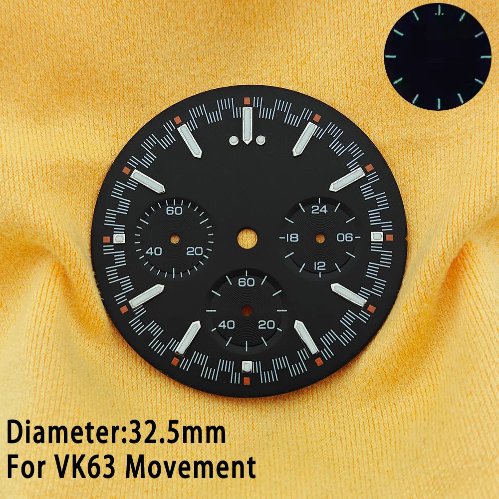39.7mm Case 20mm Strap for VK63 Watch Head Silver Black Assembled Case Moon Case