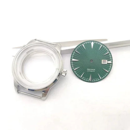 40mm  Steel Watch Case Dial Hands Kit for NH36 NH38 Bubble Mirror Shell Kit