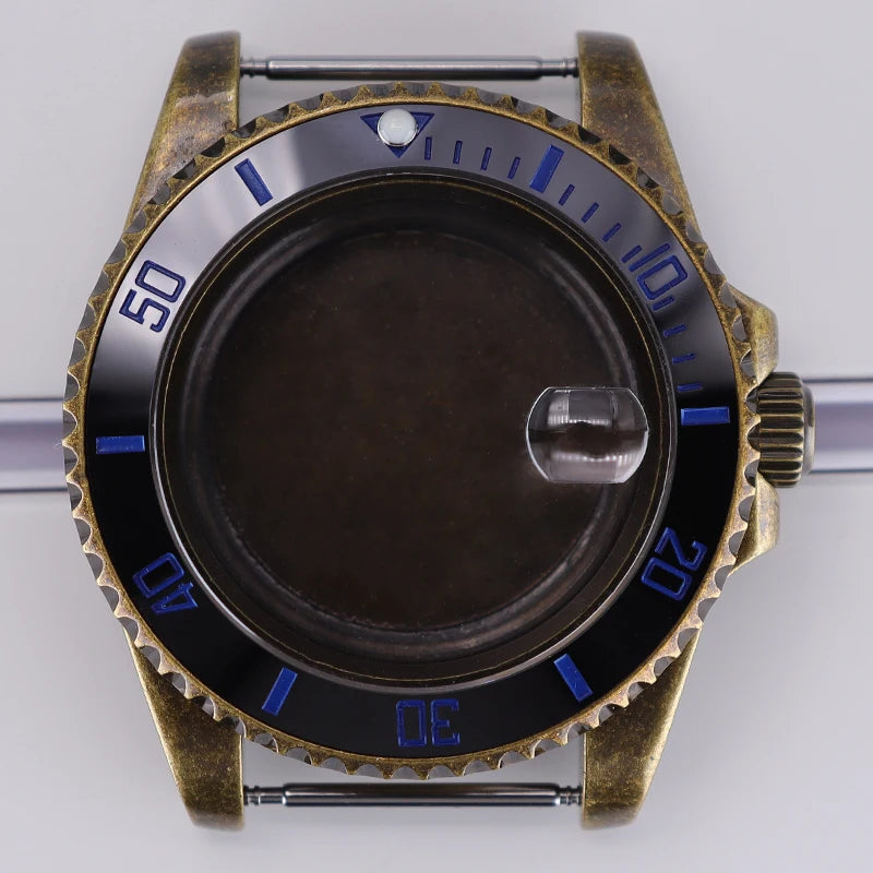 Bronze 40mm Watch Case Ceramic Bezel For SUB NH35/36/34/38/70 Sapphire Glass