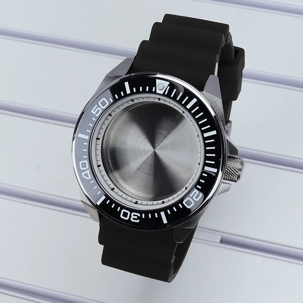 Diving Case 43mm Watch Case Sapphire Glass For Mod Samurai NH35 NH36 NH38 NH34
