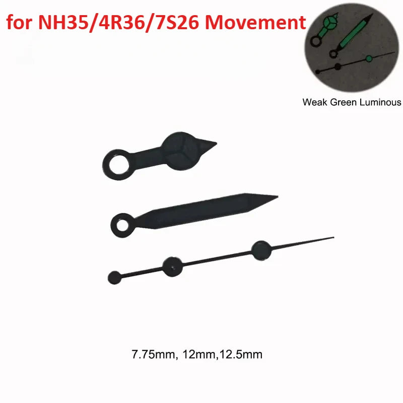 Modified Black Watch Hands Weak Green Lunminous for NH36/4R36/7S26 Movement
