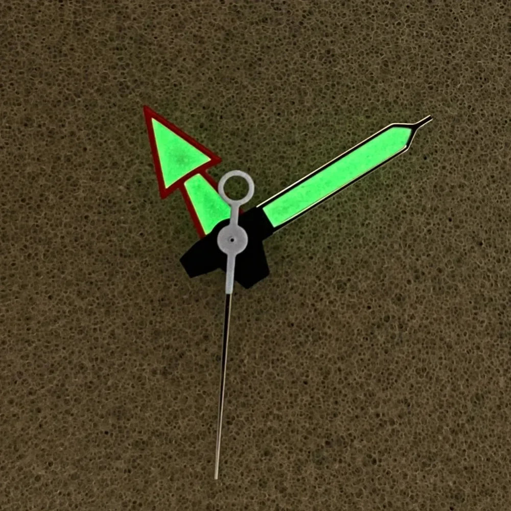 Red and White Arrow Shape Green Luminous Watch Hands for NH35/NH36/4R/7S