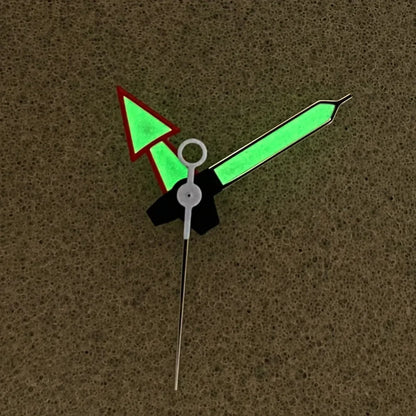 Red and White Arrow Shape Green Luminous Watch Hands for NH35/NH36/4R/7S