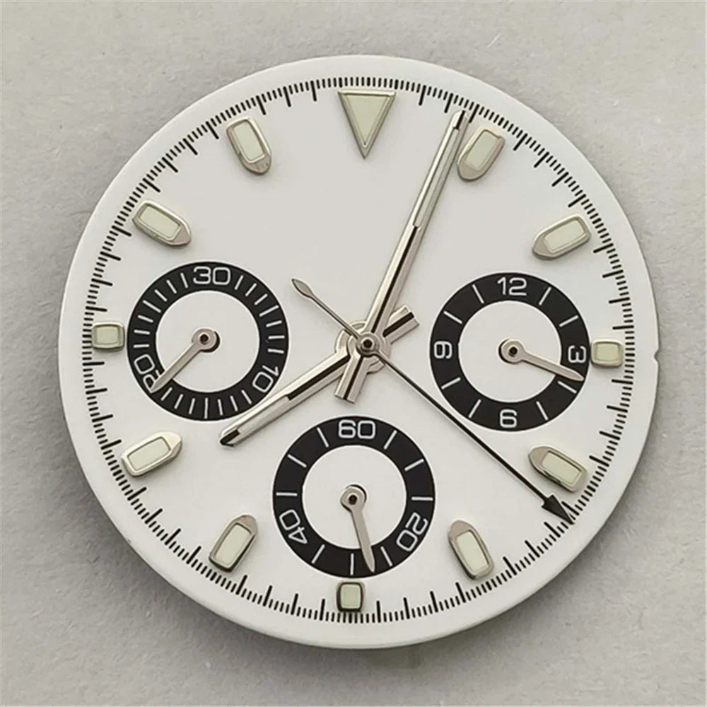 29.5mm White Watch Dial with Watch Hands Green Luminous for VK63
