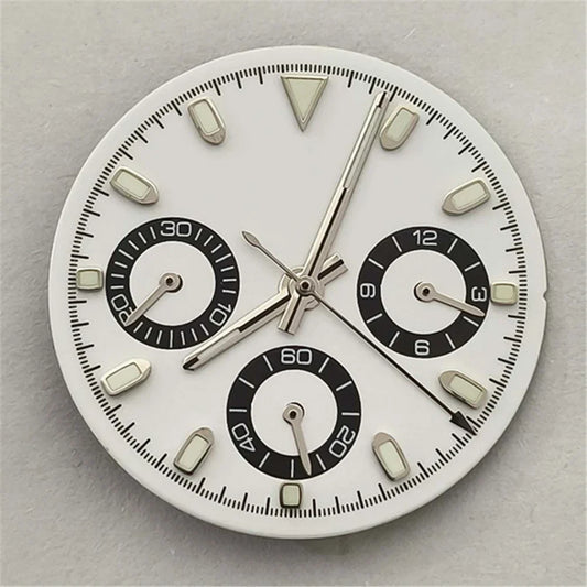 29.5mm White Watch Dial with Watch Hands Green Luminous for VK63