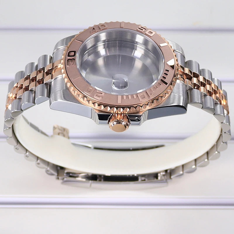 40mm Watch Case Sapphire For Nh35/36 Eta2824 8215 120 Clicks Bezel YACHT MASTER