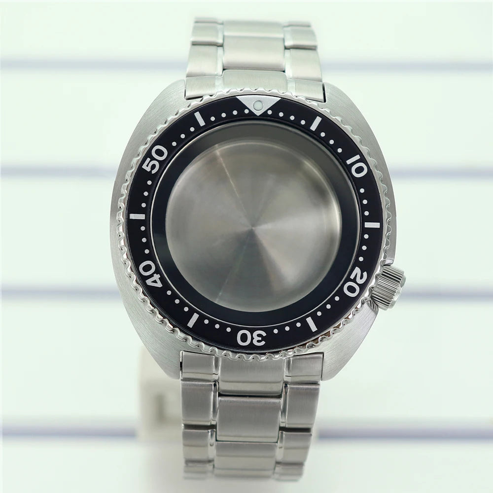 45mm Steel Watch Case Sapphire Glass For Mod skx big Abalone NH35 NH36 NH38