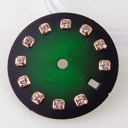 Nologo Sunburst dial face with rhinestone markers for 26mm lady watch, fits NH05 NH06 NH07 movements.