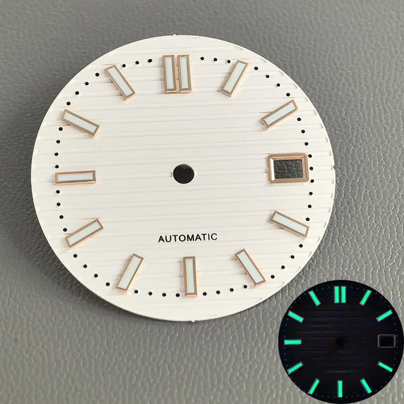 30.5mm Nautilus Green Luminous Watch Dial Fits NH35 NH36 NH38 4R35 4R36 6R 7S26