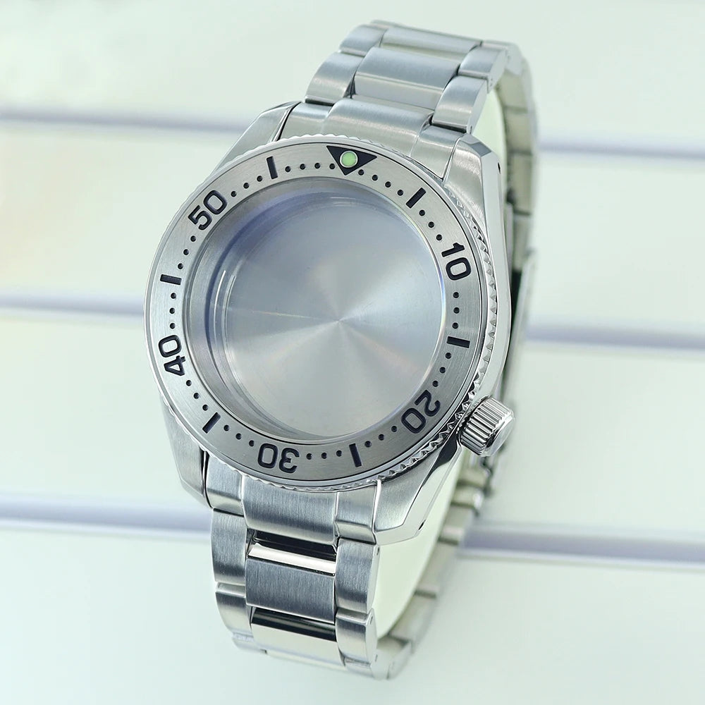 42mm Steel Watch Case Strap Set Sapphire Crystal For NH35 NH36 NH34NH38 4R36