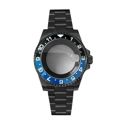 40MM Black Watch Case + Strap SUB Steel Case with Sapphire Crystal for NH35 NH36