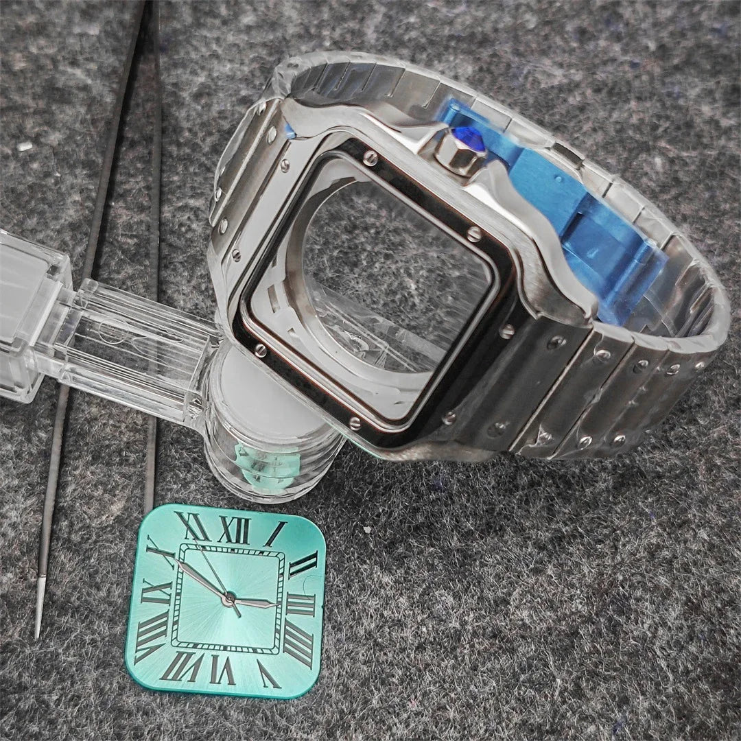 38mm 316L Stainless Steel Square Watch  Case Set for NH36 4R36 Movement