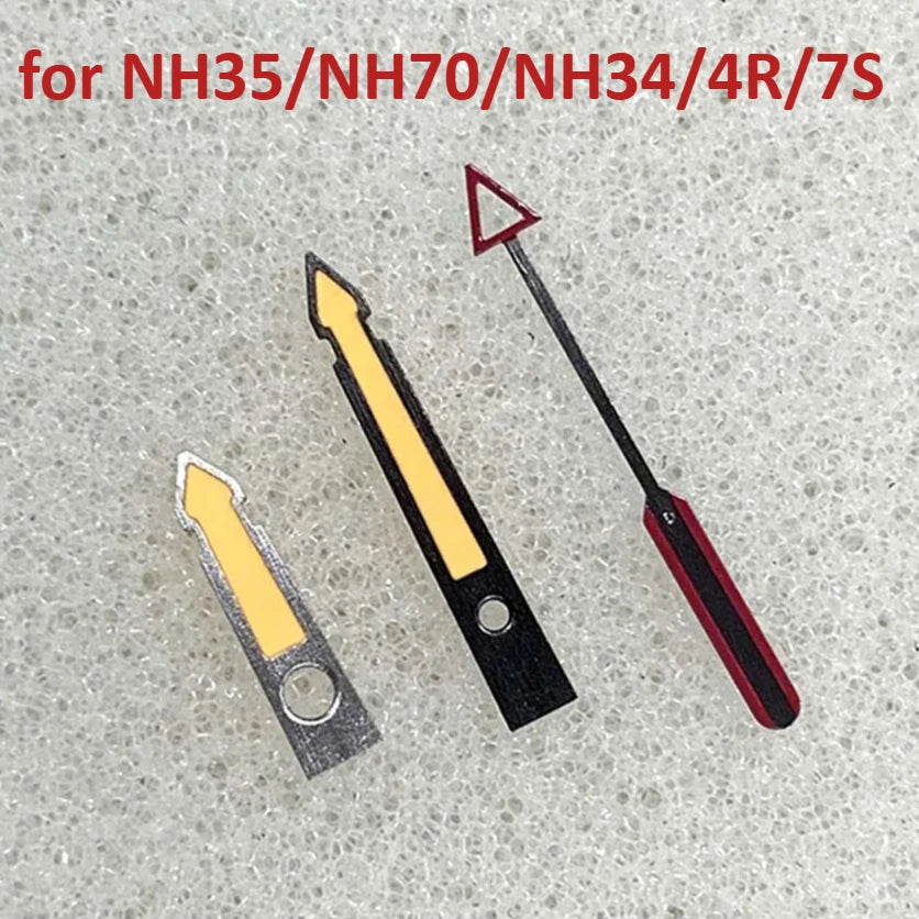 Gun Metal and Red Yellow Luminous Watch Hands for NH35/NH70/NH34/4R/7S