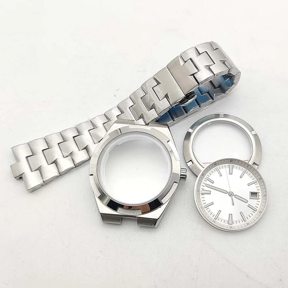 41mm Watch Case Strap Set for NH35 NH36 Sapphire Glass Transparent Back Cover