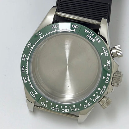 316L Steel 39mm Silver Watch Case Sapphire Glass Ceramic/Steel Bezel Fit VK63