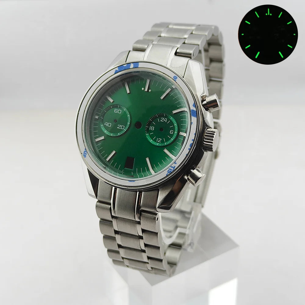39.7mm Silver 316L Steel Watch Case 20mm Strap Solid VK63 Watch Header For VK63