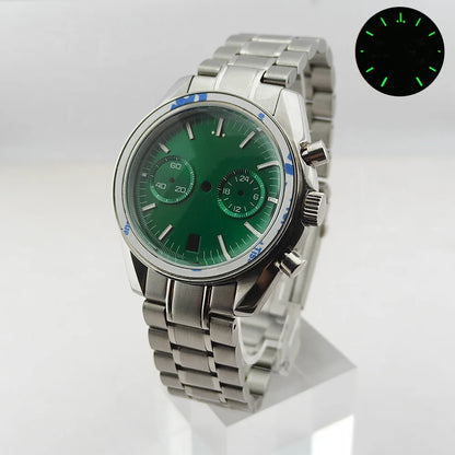 39.7mm Silver 316L Steel Watch Case 20mm Strap Solid VK63 Watch Header For VK63
