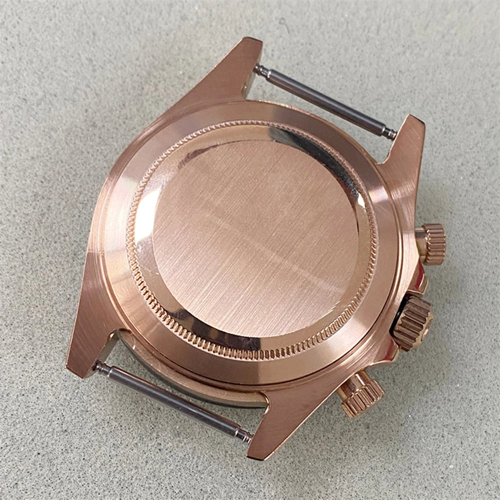 39MM RoseGold Watch Case Strap for VK63 316L Steel Shell Watchband Case Bracelet