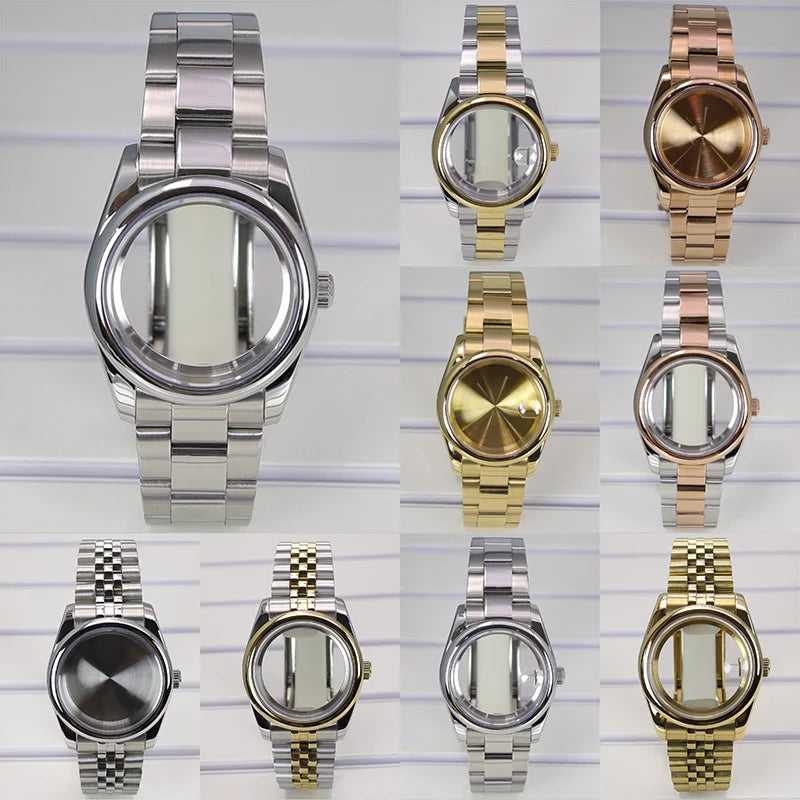 36/39mm Watch Case For NH35/36 NH38 NH70 Miyota 8215 Cases Sapphire Glass Oyster