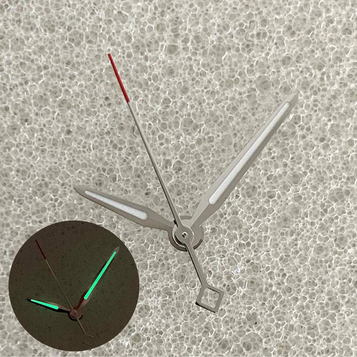 Green Luminous Watch Hands for NH35/NH36/4R/7S Silver Red Second Hand 3Pins