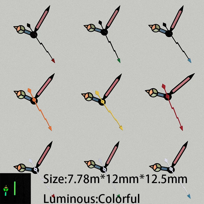 Hand Colorful Luminous Lightning Watch Hands for NH35/NH36/4R/7S Movement