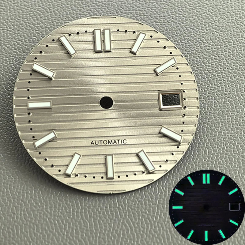 30.5mm Nautilus Green Luminous Watch Dial Fits NH35 NH36 NH38 4R35 4R36 6R 7S26