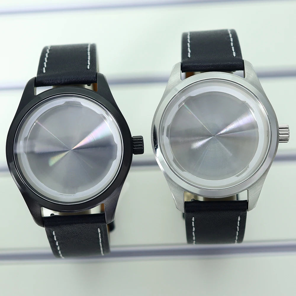 40mm Watch Cases /Leather Strap For NH35 NH36 NH34 NH38 Eta 2824 Mod pilot