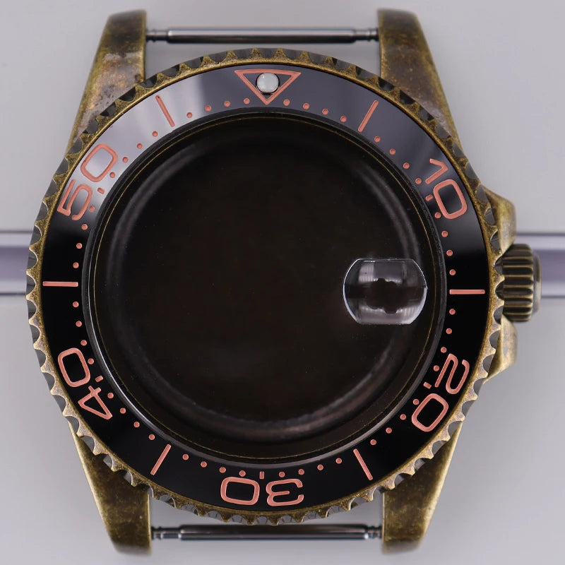 Bronze 40mm Watch Case Ceramic Bezel For SUB NH35/36/34/38/70 Sapphire Glass