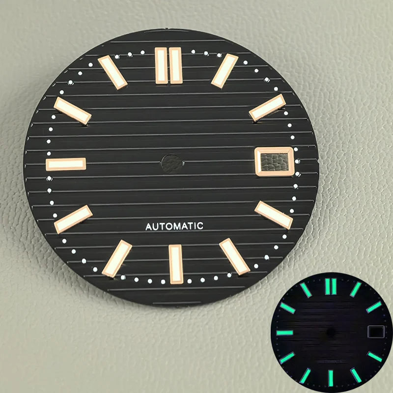 30.5mm Nautilus Green Luminous Watch Dial Fits NH35 NH36 NH38 4R35 4R36 6R 7S26