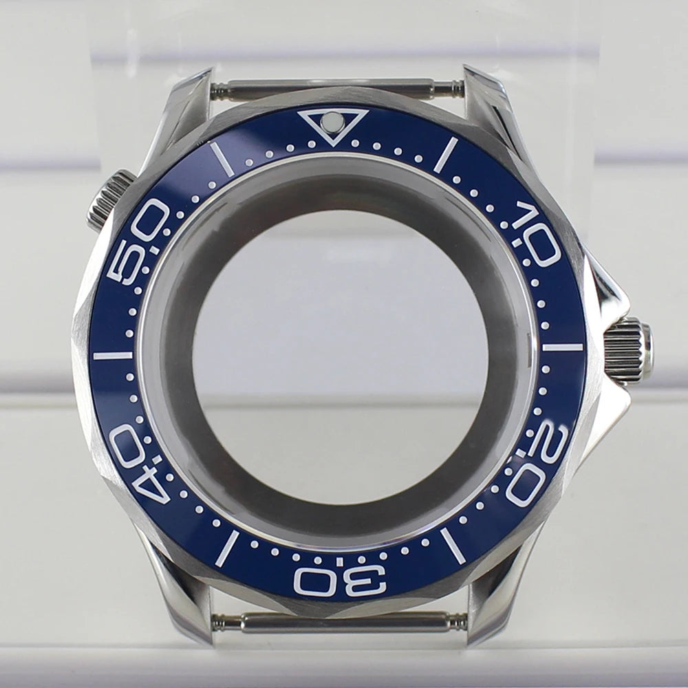 41mm Steel Watch Case Sapphire for Seamaster 300 NH35 NH36 NH38 Transparent Back